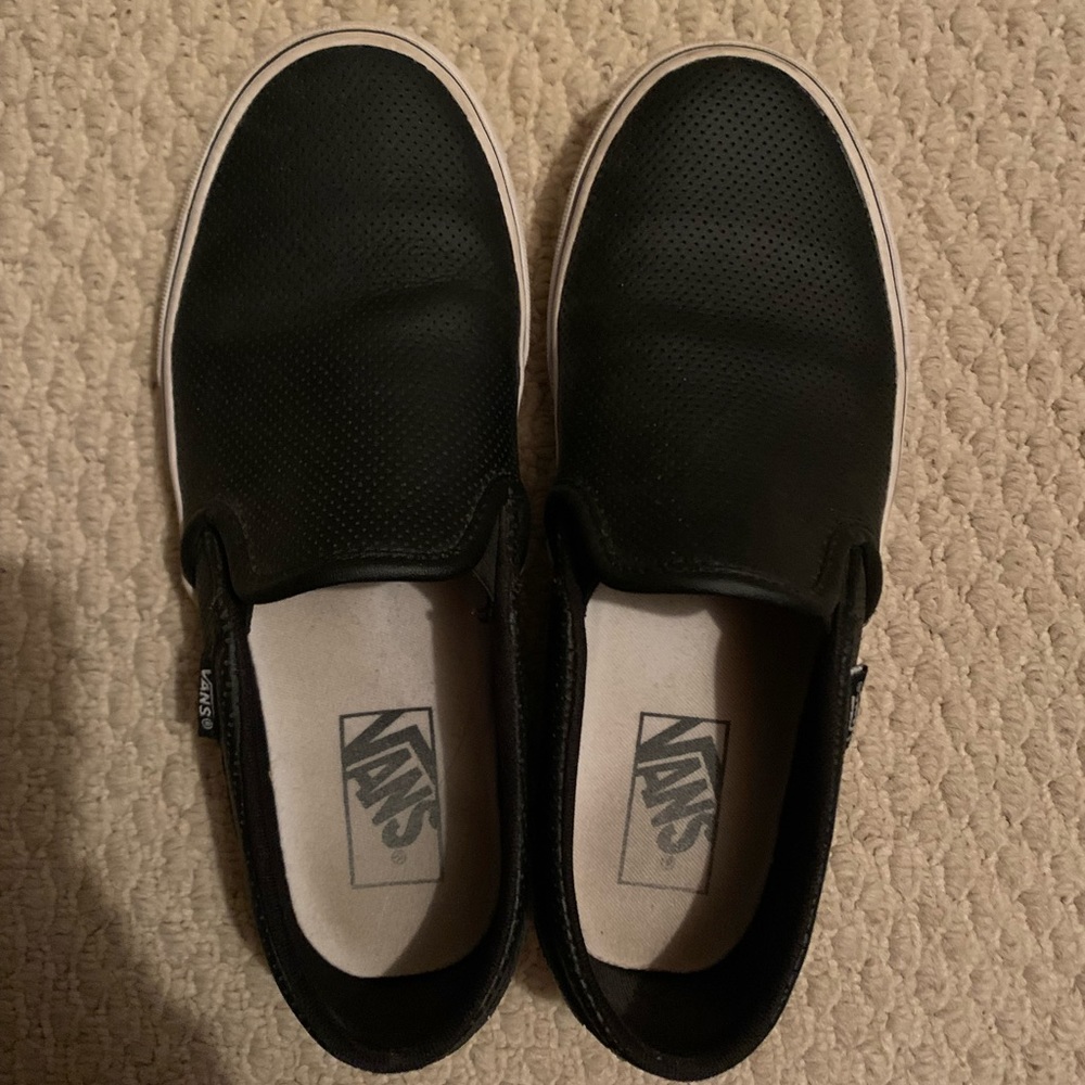 Black Leather Perforated Vans